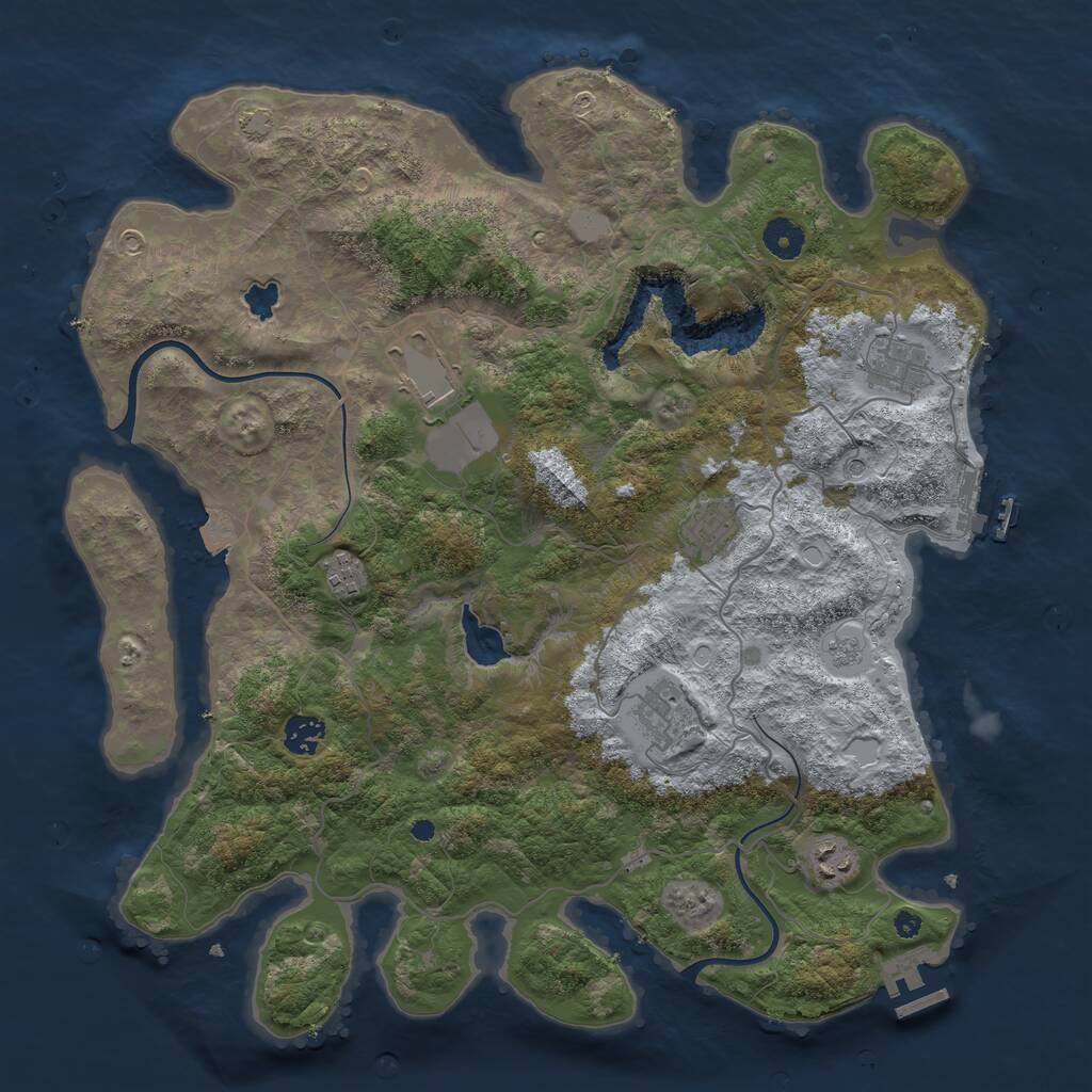 Rust Map: Procedural Map, Size: 4000, Seed: 514955, 13 Monuments