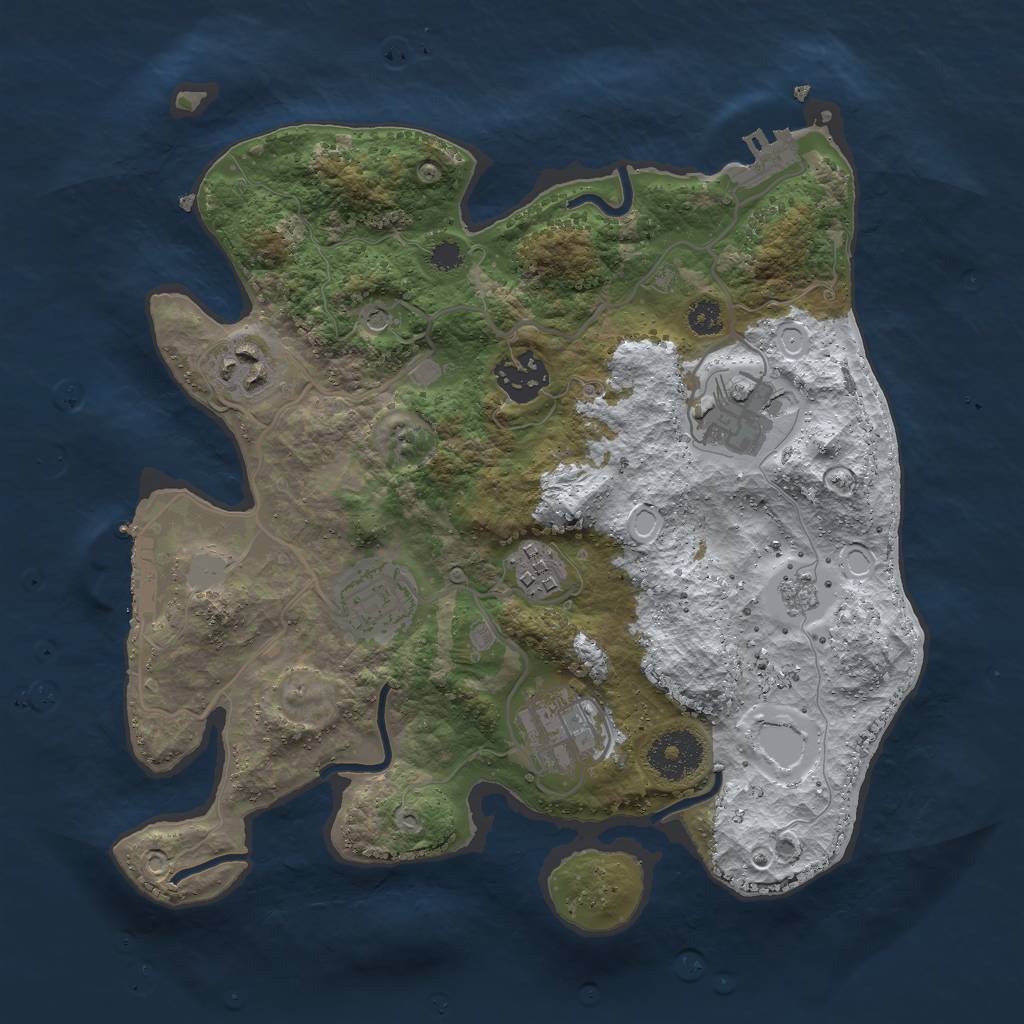 Rust Map: Procedural Map, Size: 3000, Seed: 28554, 15 Monuments