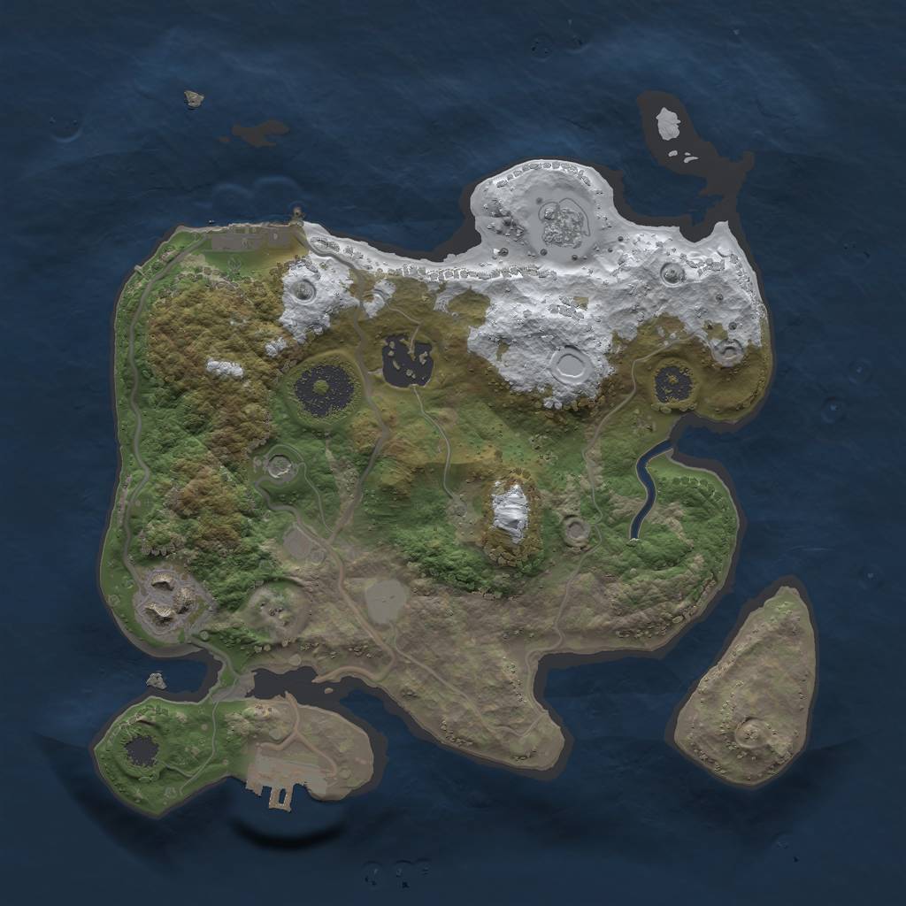 Rust Map: Procedural Map, Size: 2500, Seed: 619893823, 11 Monuments