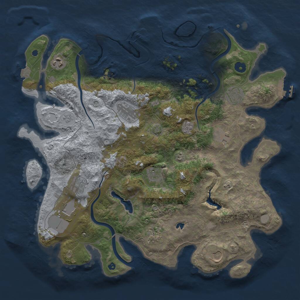 Rust Map: Procedural Map, Size: 4000, Seed: 2060527123, 16 Monuments