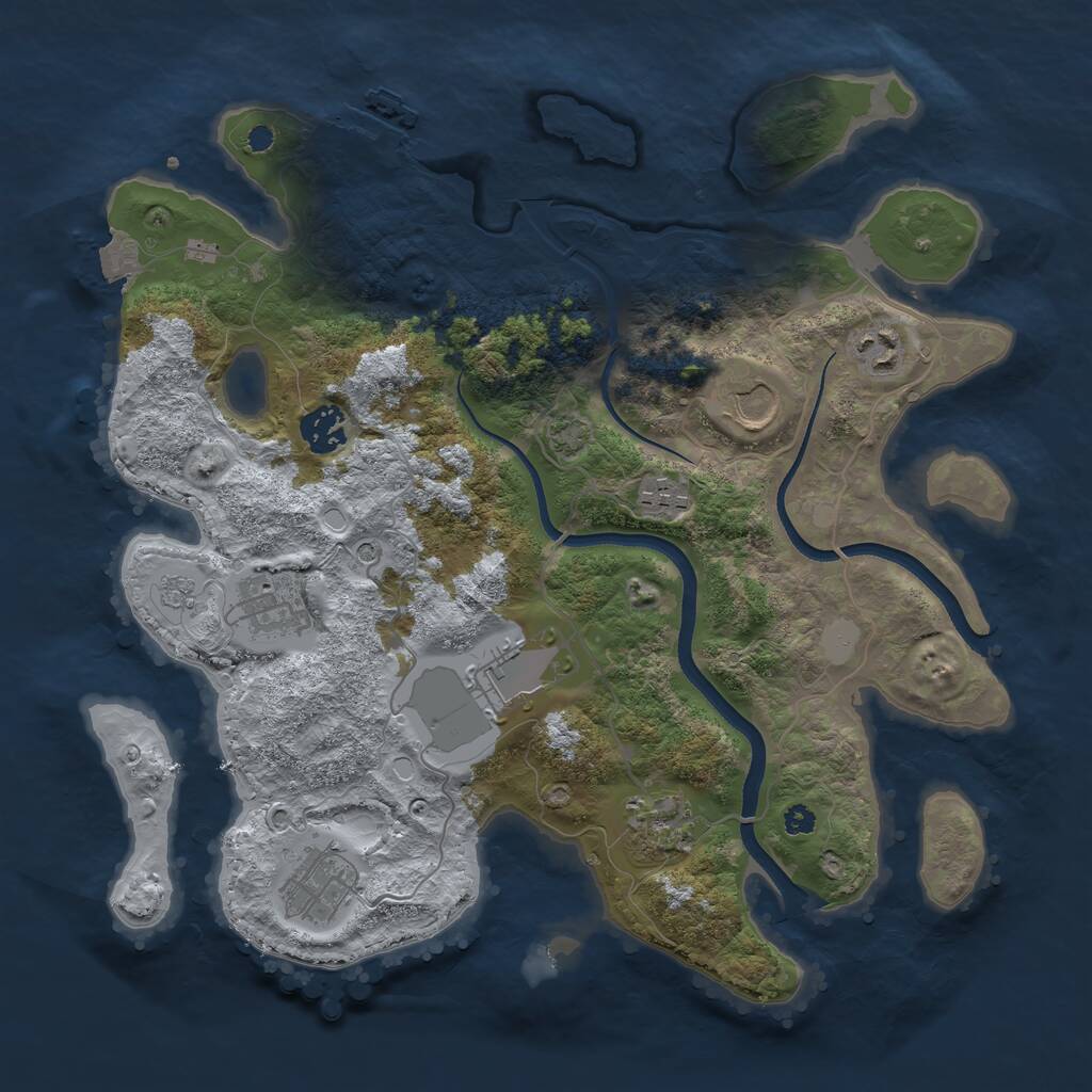 Rust Map: Procedural Map, Size: 3500, Seed: 1623200, 13 Monuments
