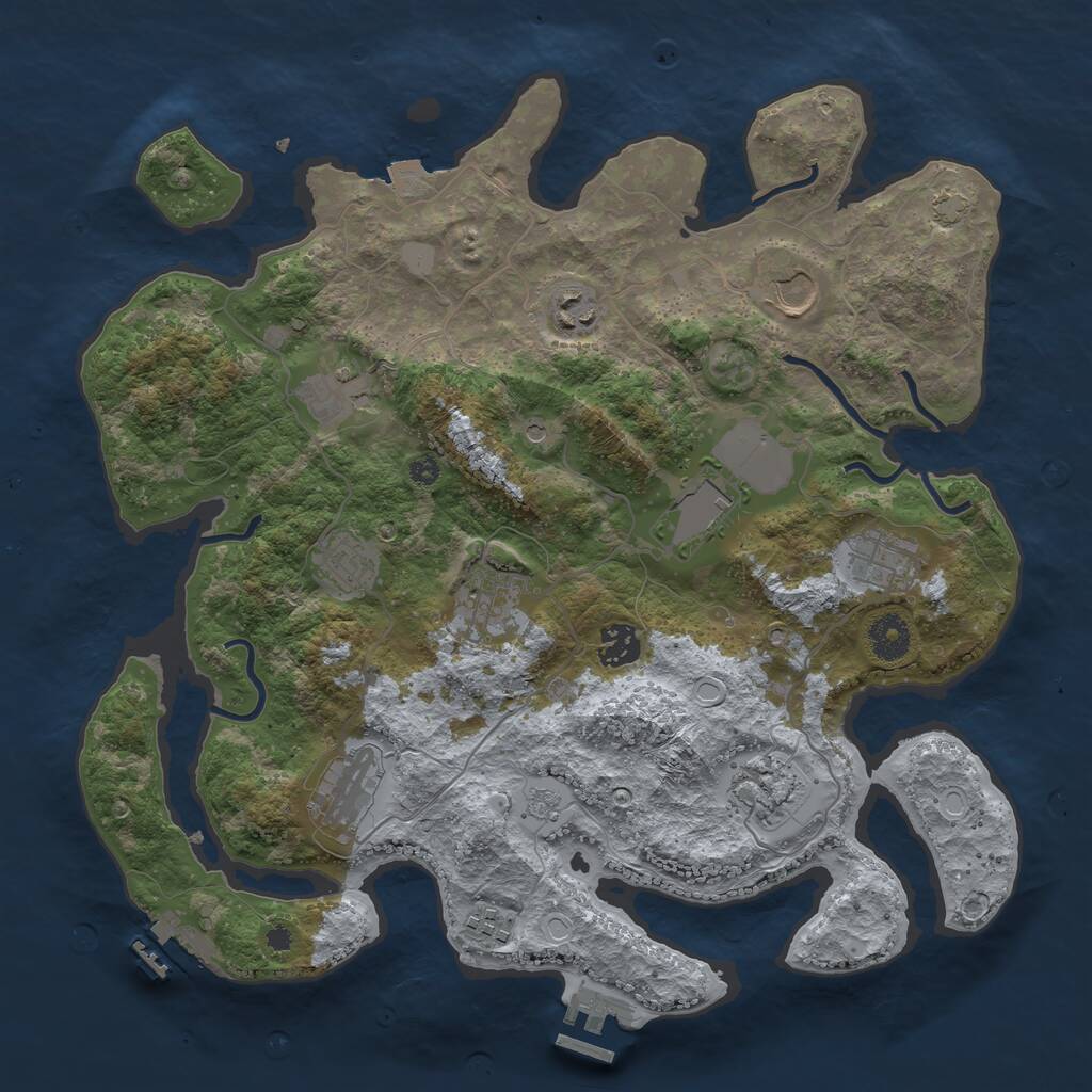 Rust Map: Procedural Map, Size: 3700, Seed: 1655306012, 17 Monuments