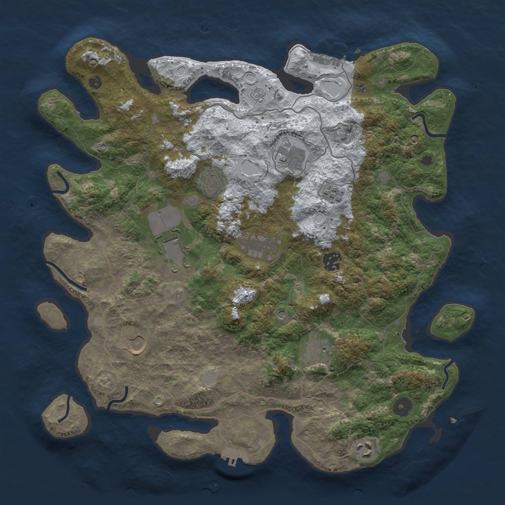Rust Map: Procedural Map, Size: 4000, Seed: 9596494, 18 Monuments