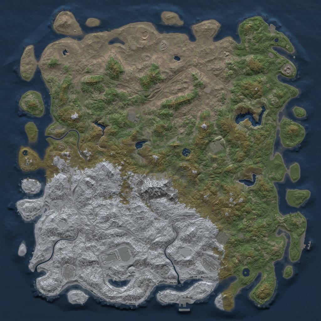 Rust Map: Procedural Map, Size: 6000, Seed: 123467, 17 Monuments