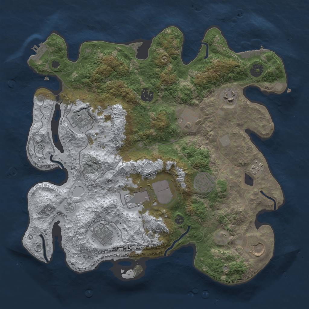 Rust Map: Procedural Map, Size: 3500, Seed: 6496, 18 Monuments