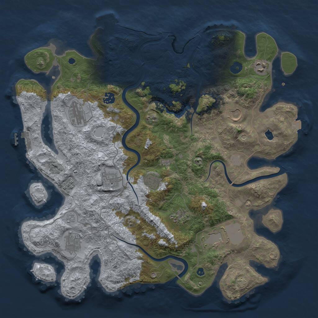 Rust Map: Procedural Map, Size: 4000, Seed: 475251343, 16 Monuments