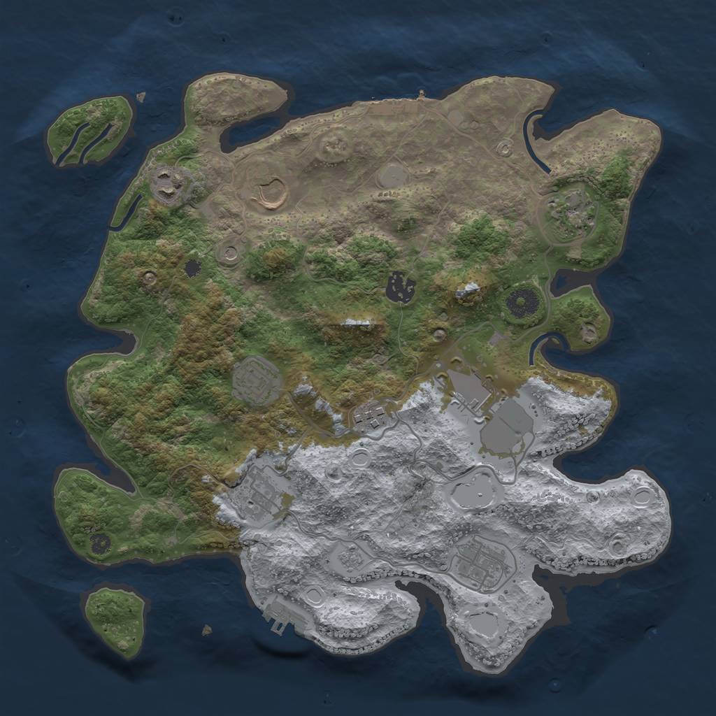 Rust Map: Procedural Map, Size: 3500, Seed: 1345122349, 18 Monuments