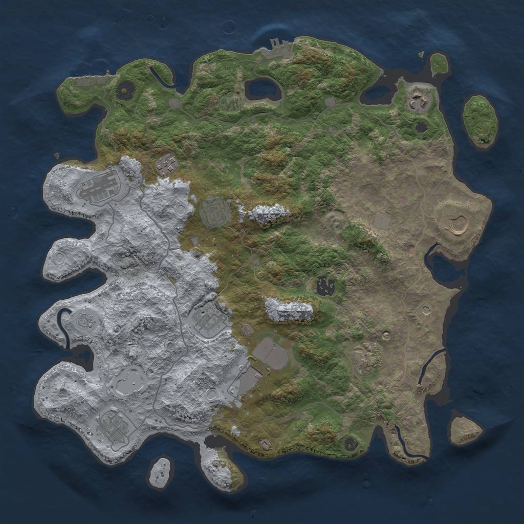 Rust Map: Procedural Map, Size: 4000, Seed: 1546341989, 19 Monuments