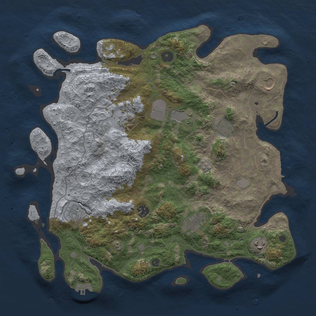 Rust Map: Procedural Map, Size: 4000, Seed: 1435789211, 18 Monuments
