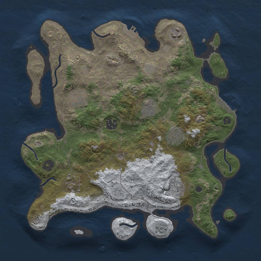 Rust Map: Procedural Map, Size: 3400, Seed: 447306721, 17 Monuments