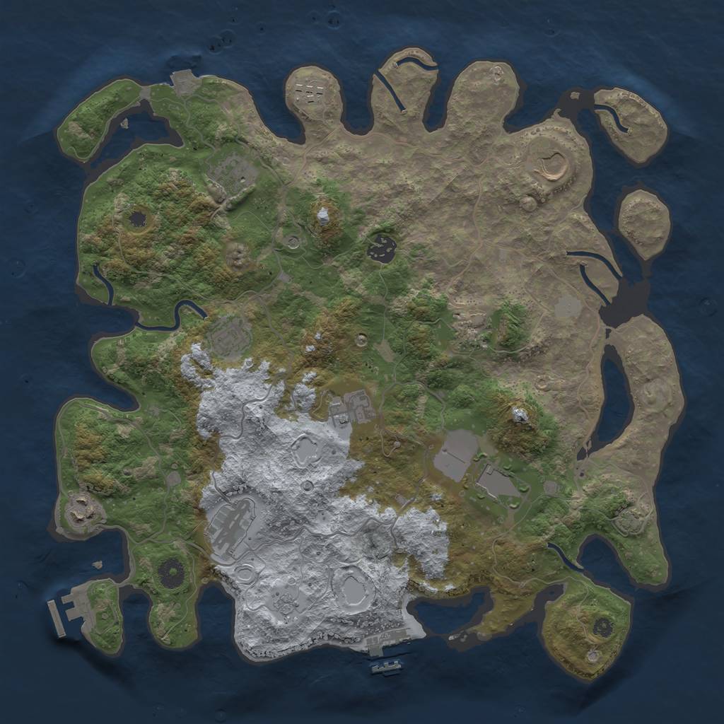 Rust Map: Procedural Map, Size: 3850, Seed: 826370671, 18 Monuments