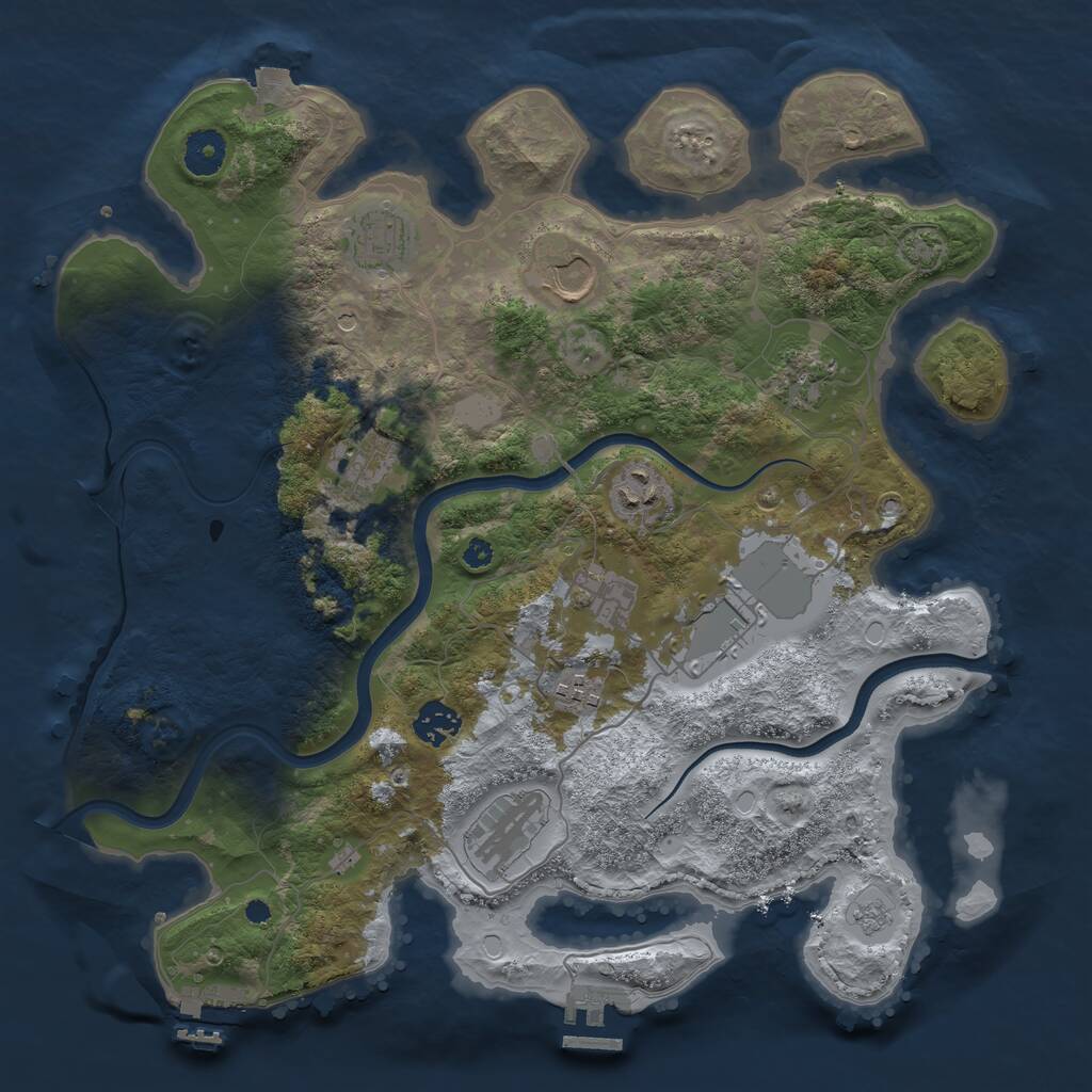 Rust Map: Procedural Map, Size: 3700, Seed: 804226502, 16 Monuments