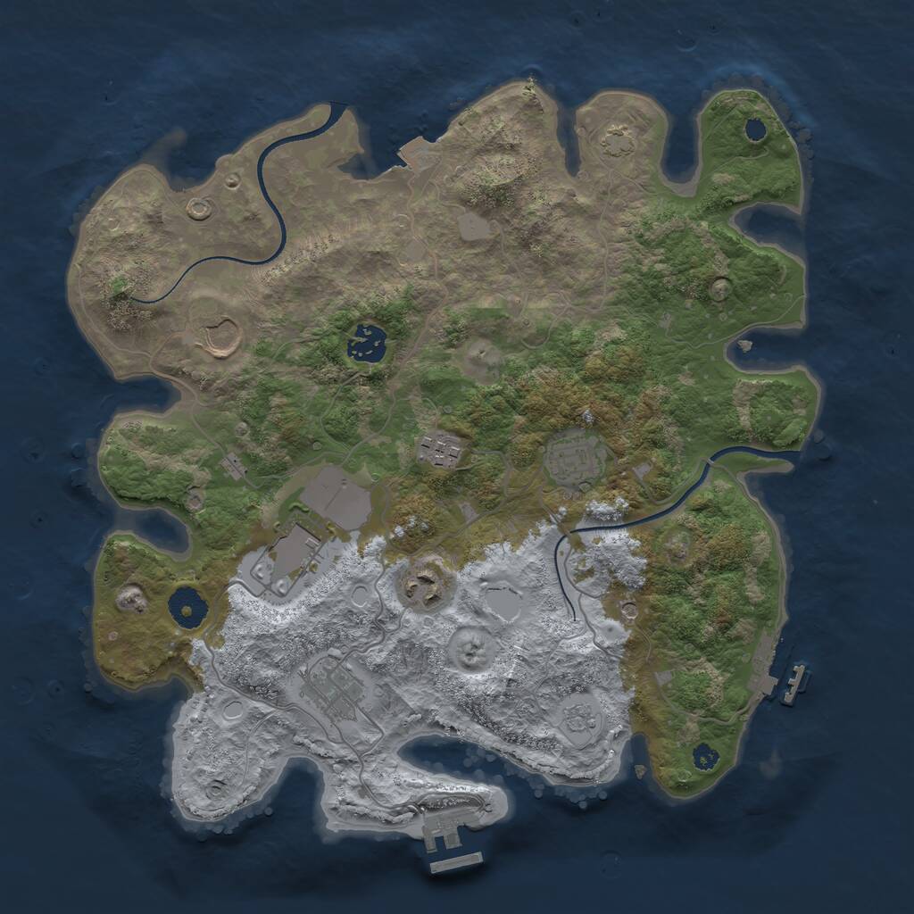 Rust Map: Procedural Map, Size: 3500, Seed: 1127089228, 13 Monuments