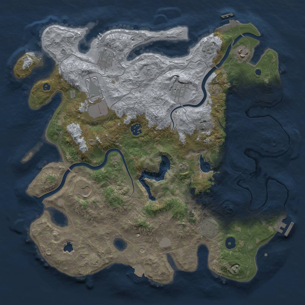 Rust Map: Procedural Map, Size: 4000, Seed: 491218107, 14 Monuments