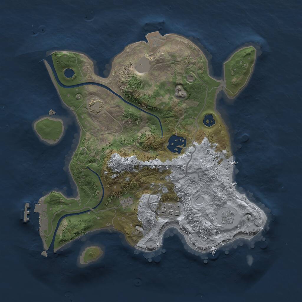 Rust Map: Procedural Map, Size: 2500, Seed: 1041052935, 6 Monuments