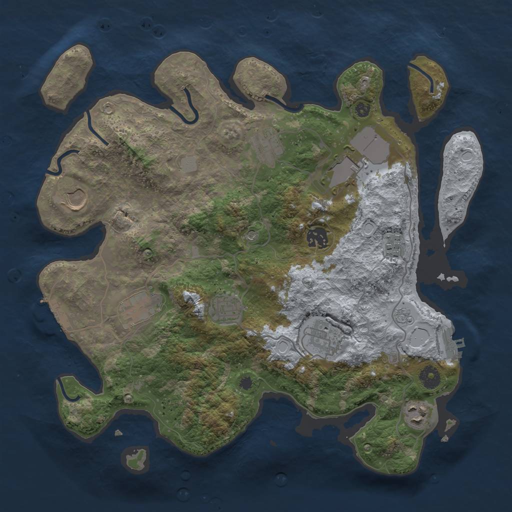 Rust Map: Procedural Map, Size: 3500, Seed: 1532230356, 18 Monuments