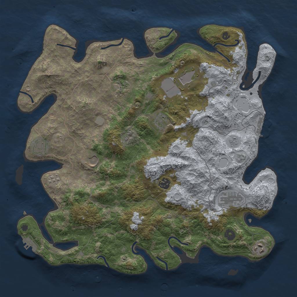 Rust Map: Procedural Map, Size: 4000, Seed: 347581, 18 Monuments