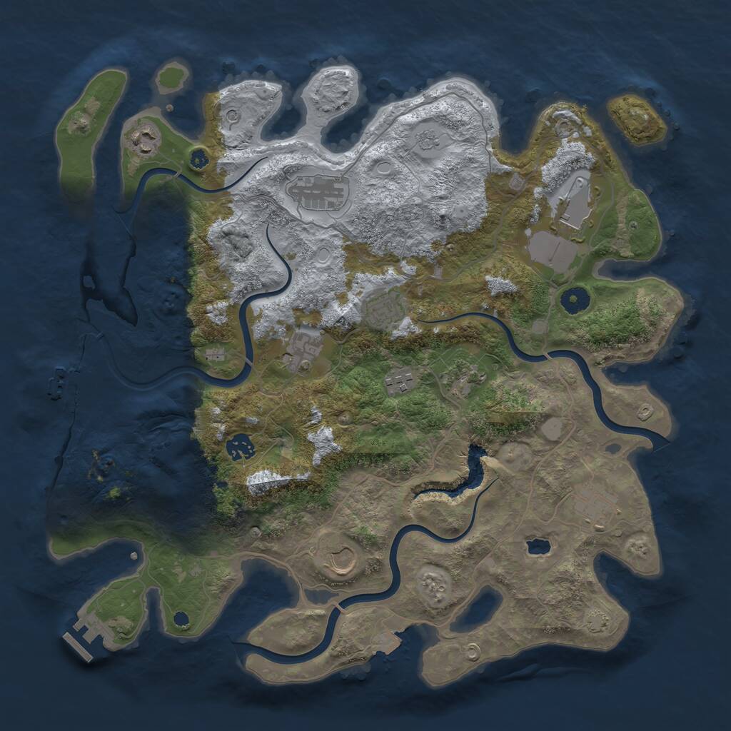 Rust Map: Procedural Map, Size: 4000, Seed: 308668, 16 Monuments