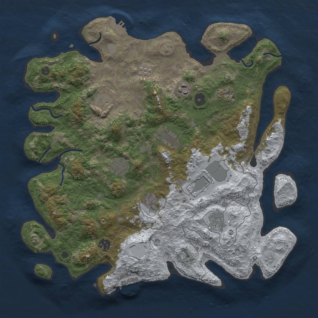 Rust Map: Procedural Map, Size: 4000, Seed: 272926, 19 Monuments