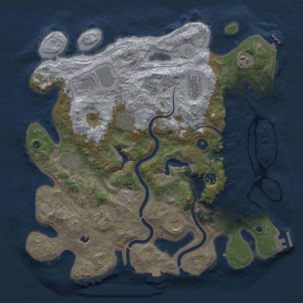 Rust Map: Procedural Map, Size: 4000, Seed: 733954, 15 Monuments