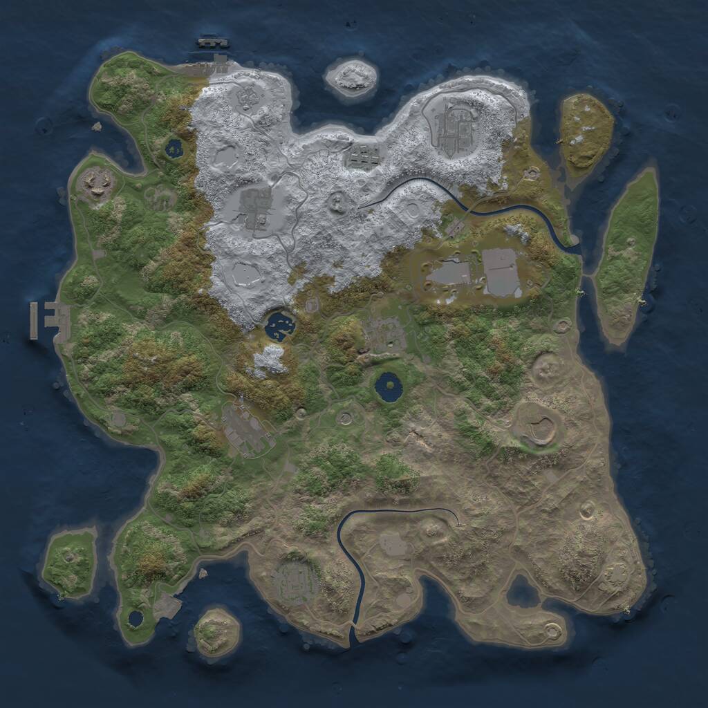 Rust Map: Procedural Map, Size: 3800, Seed: 276543210, 16 Monuments