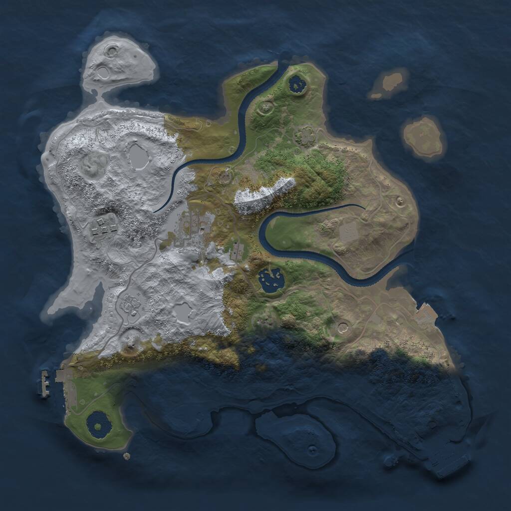 Rust Map: Procedural Map, Size: 3000, Seed: 873152976, 9 Monuments