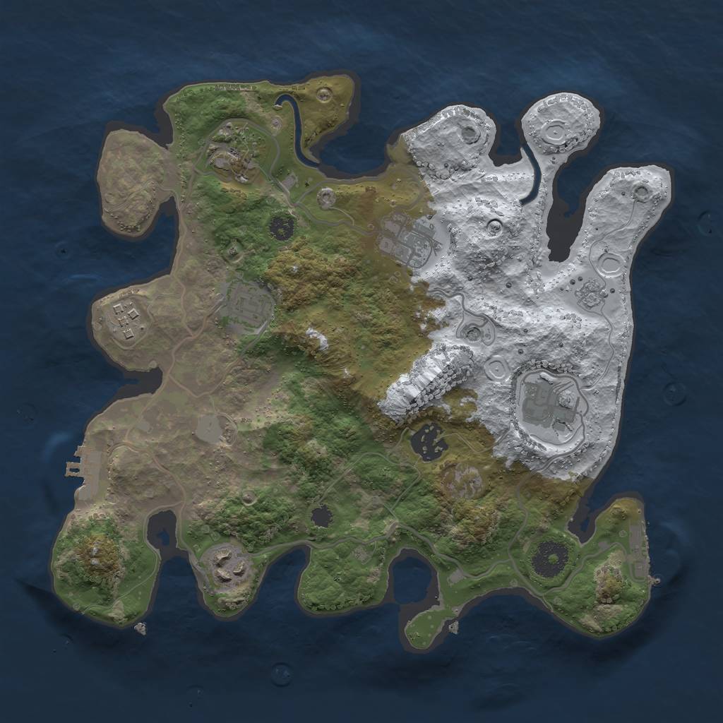 Rust Map: Procedural Map, Size: 3000, Seed: 485424, 16 Monuments