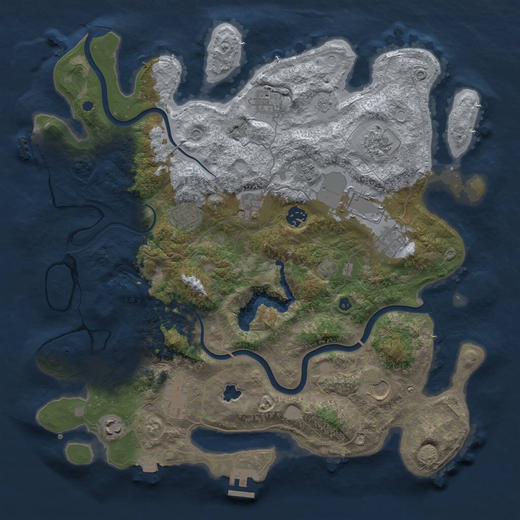 Rust Map: Procedural Map, Size: 4000, Seed: 72286751, 17 Monuments