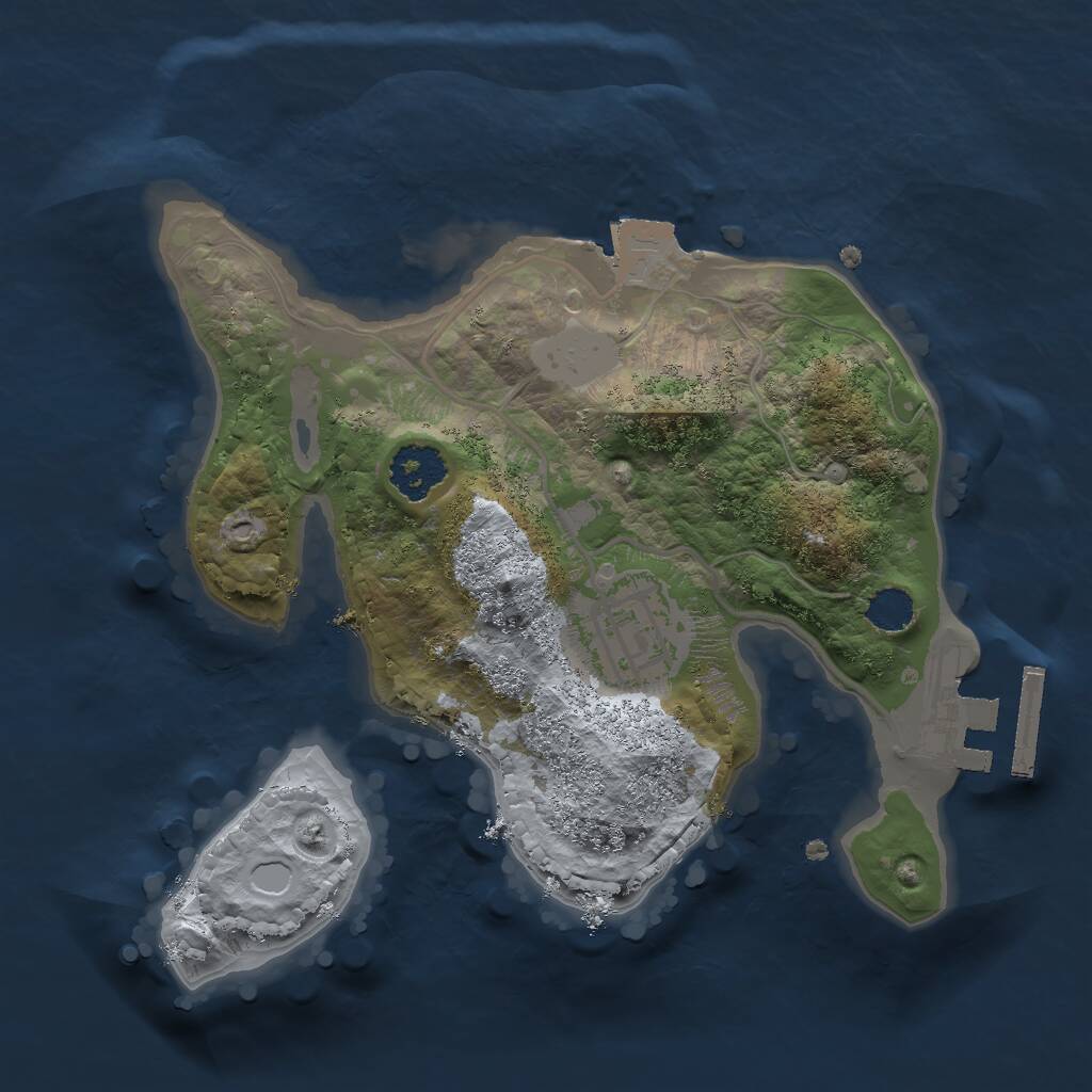 Rust Map: Procedural Map, Size: 2000, Seed: 1236809596, 3 Monuments