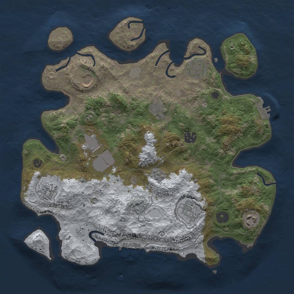 Rust Map: Procedural Map, Size: 3500, Seed: 1849641983, 18 Monuments