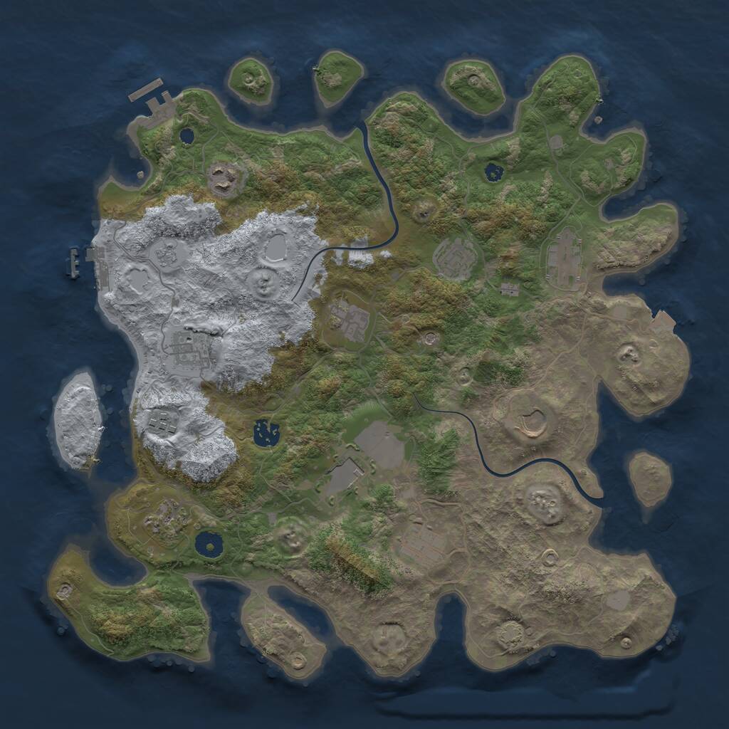 Rust Map: Procedural Map, Size: 3950, Seed: 1772369971, 17 Monuments