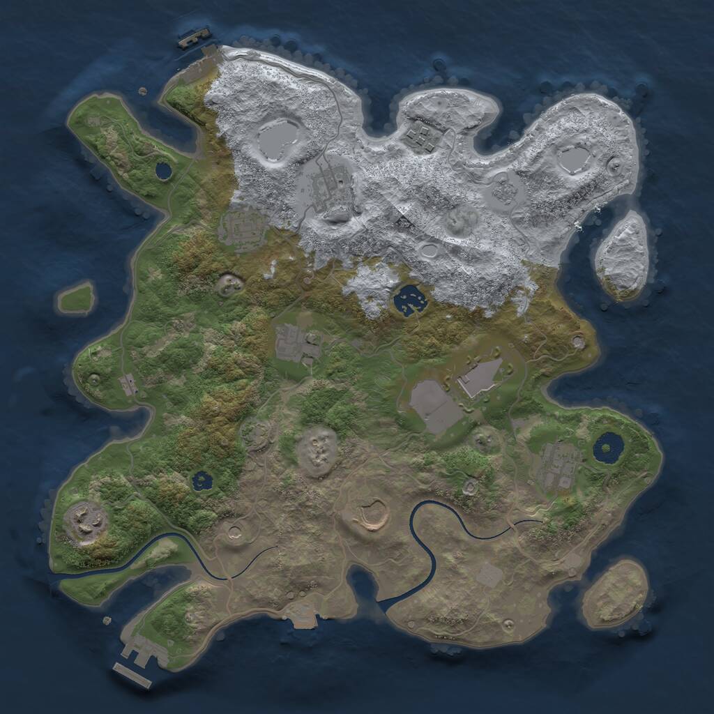 Rust Map: Procedural Map, Size: 3500, Seed: 1955142059, 15 Monuments
