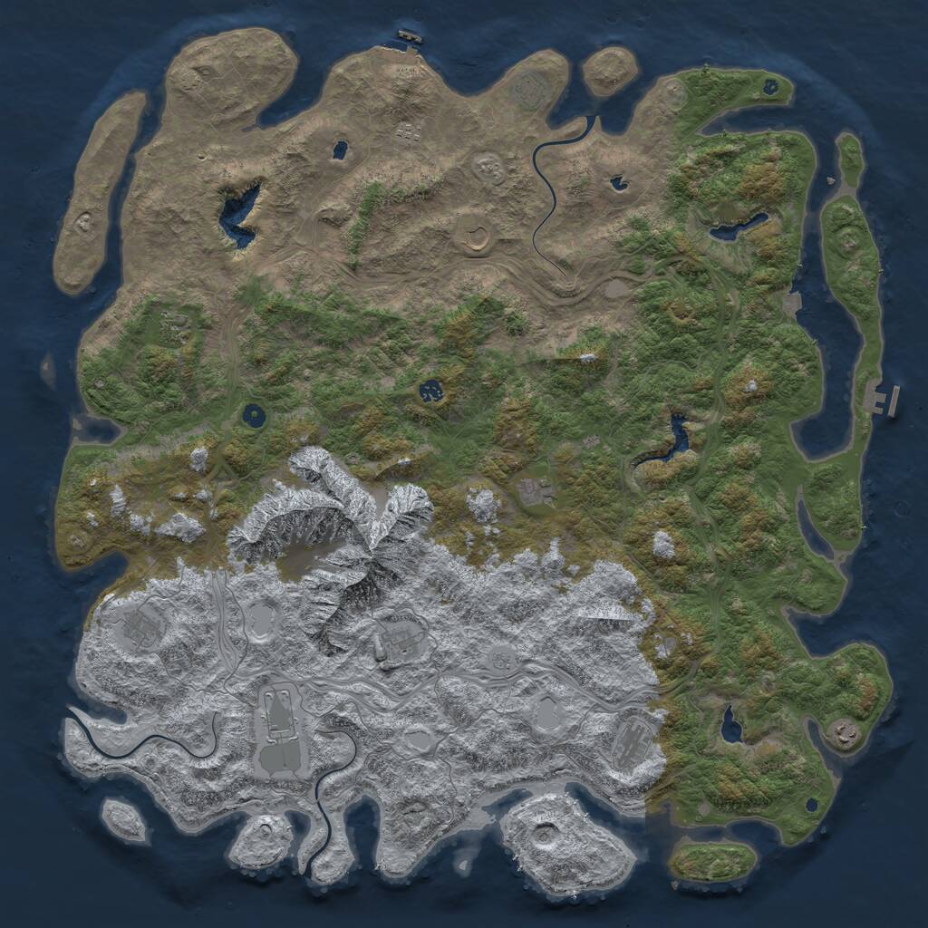Rust Map: Procedural Map, Size: 6000, Seed: 357036096, 17 Monuments