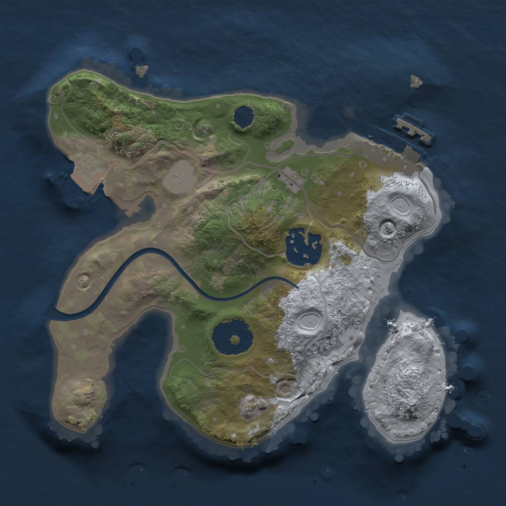 Rust Map: Procedural Map, Size: 2000, Seed: 1568543949, 3 Monuments