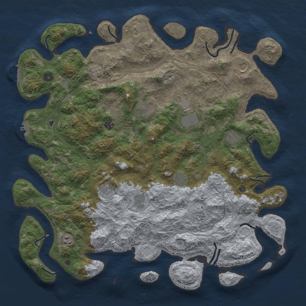 Rust Map: Procedural Map, Size: 4800, Seed: 921924351, 20 Monuments