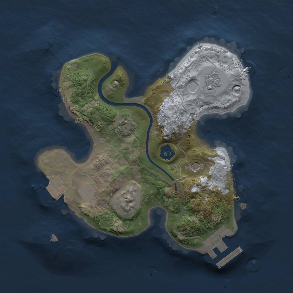 Rust Map: Procedural Map, Size: 2000, Seed: 2117820594, 5 Monuments