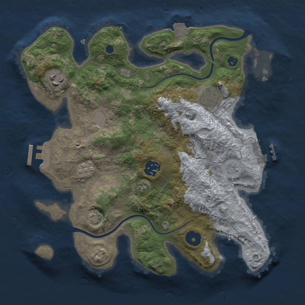 Rust Map: Procedural Map, Size: 3000, Seed: 579075192, 10 Monuments