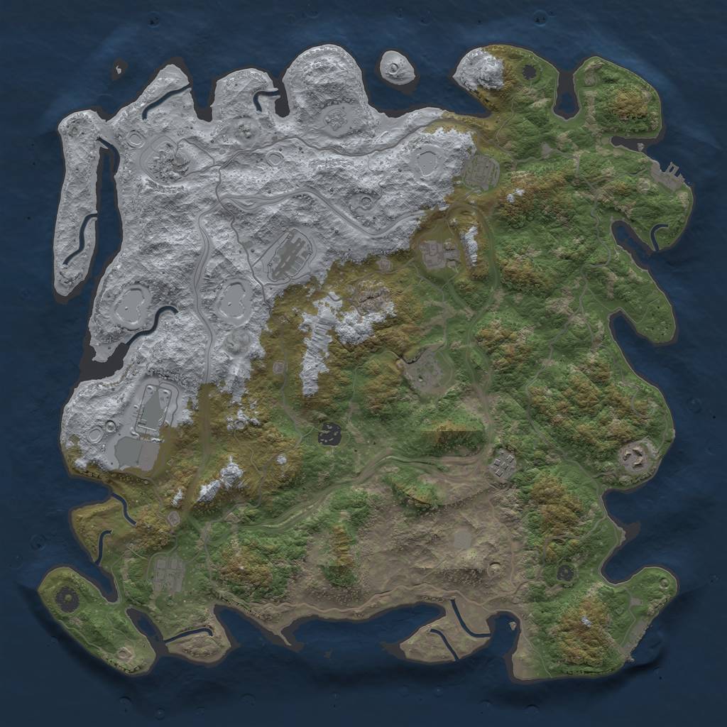 Rust Map: Procedural Map, Size: 4500, Seed: 490077016, 19 Monuments