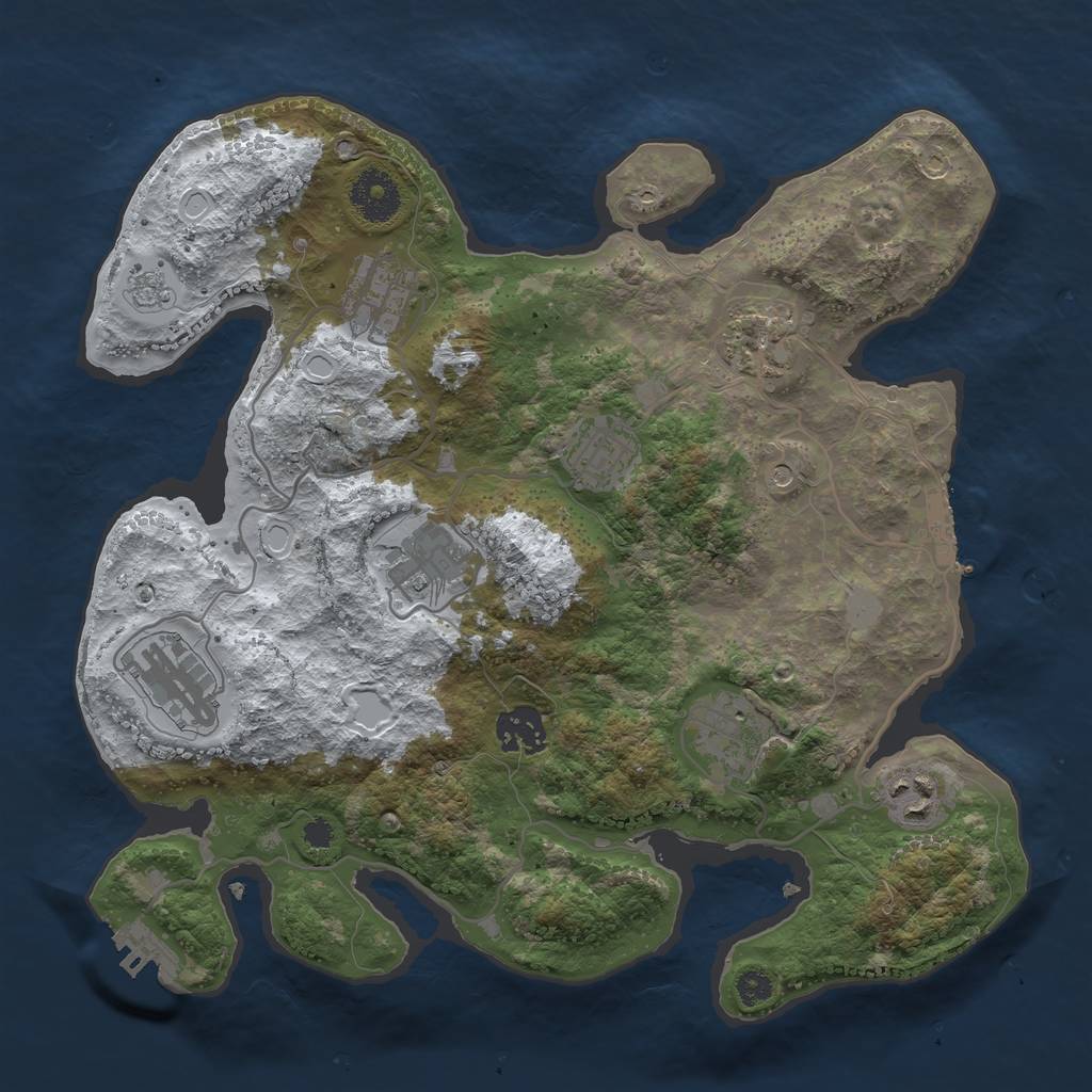 Rust Map: Procedural Map, Size: 3250, Seed: 301380461, 17 Monuments