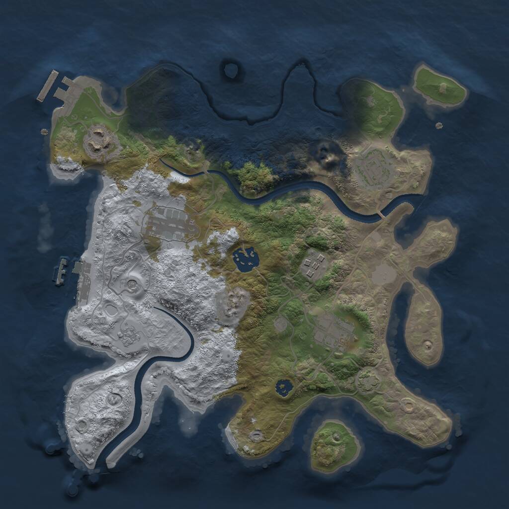 Rust Map: Procedural Map, Size: 3000, Seed: 2673, 12 Monuments
