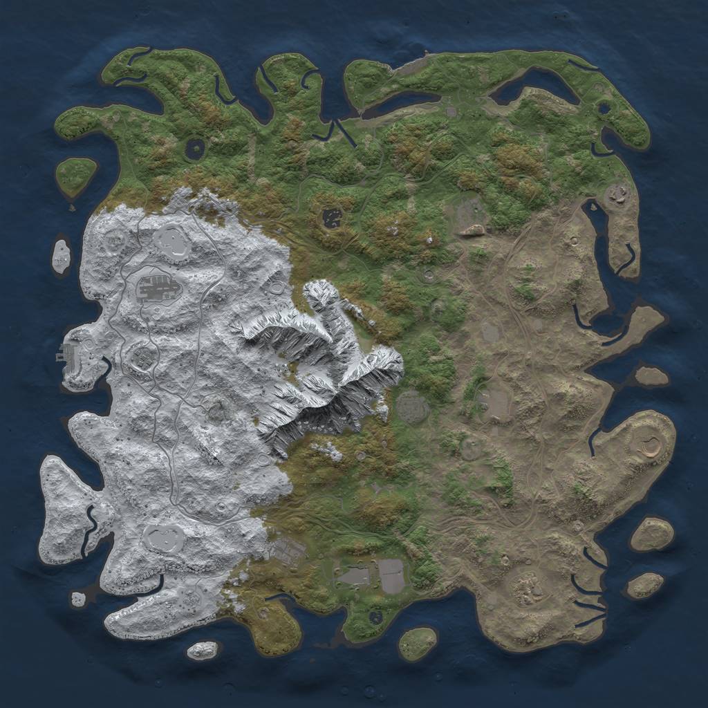 Rust Map: Procedural Map, Size: 5250, Seed: 492004419, 20 Monuments