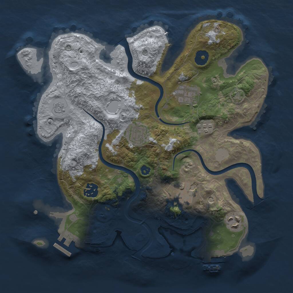Rust Map: Procedural Map, Size: 3000, Seed: 26466, 12 Monuments