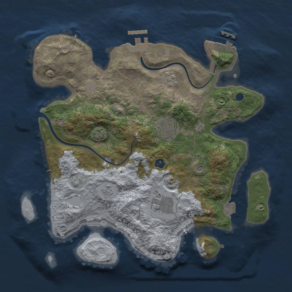 Rust Map: Procedural Map, Size: 3000, Seed: 1003298245, 9 Monuments