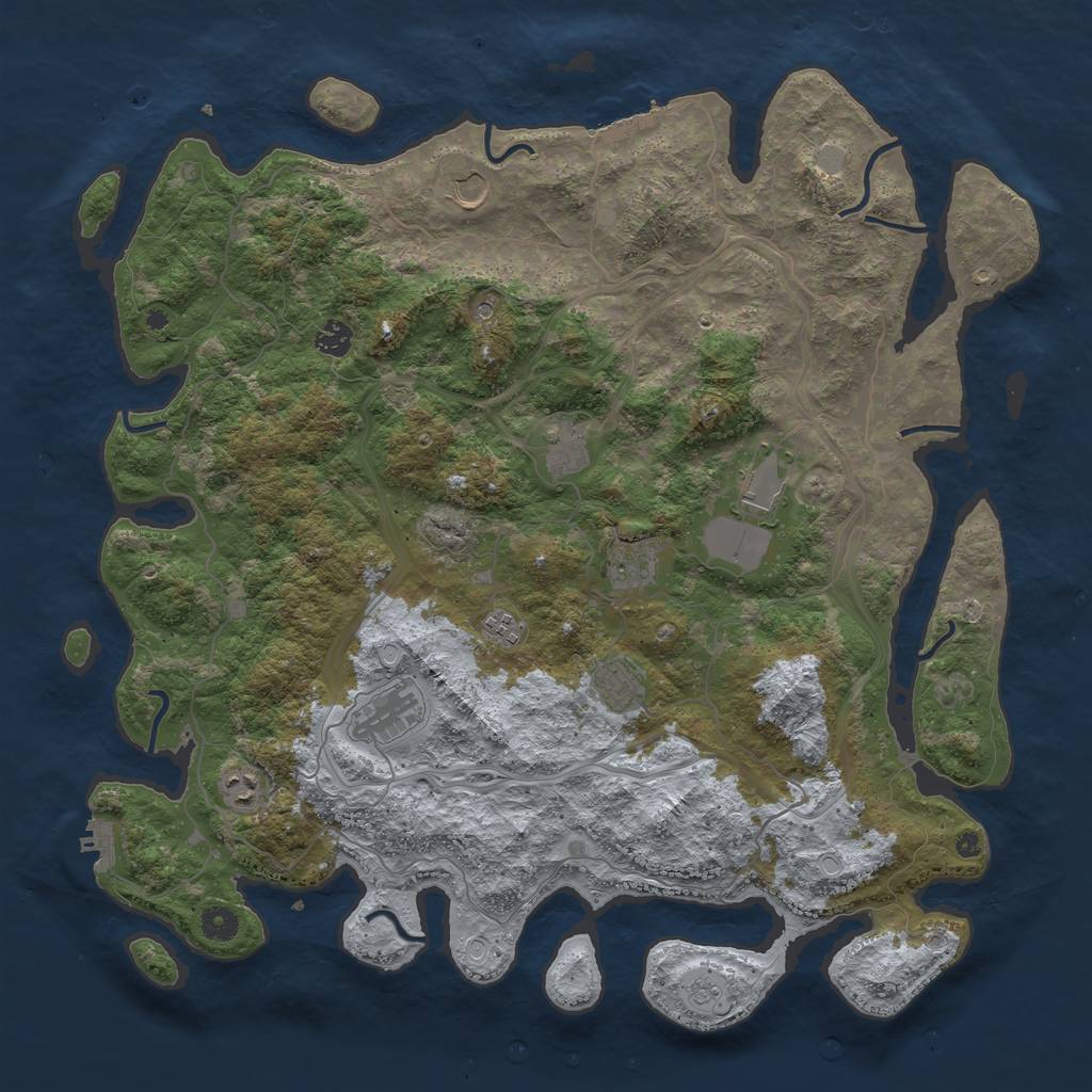 Rust Map: Procedural Map, Size: 4500, Seed: 557754, 16 Monuments