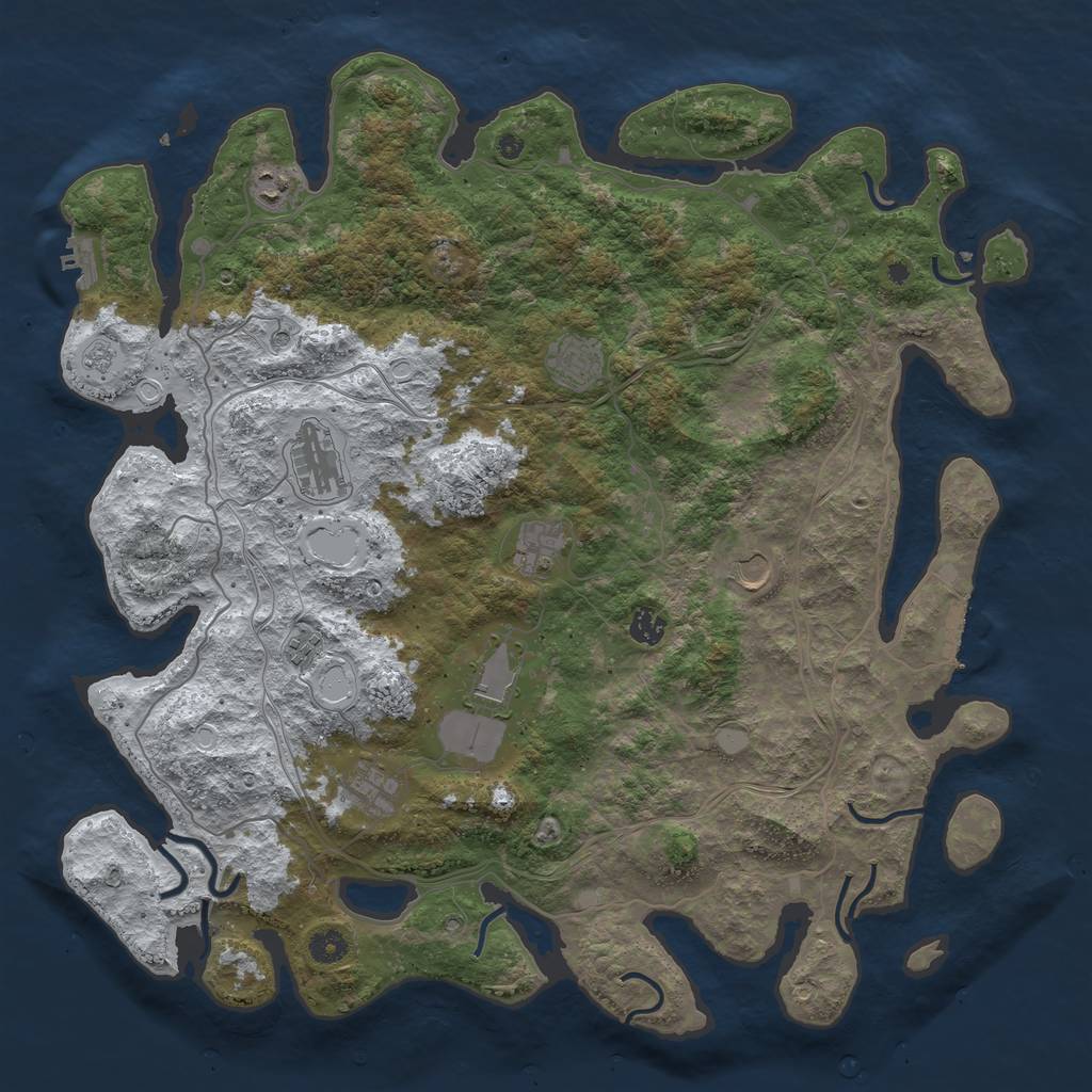 Rust Map: Procedural Map, Size: 4500, Seed: 58963, 18 Monuments