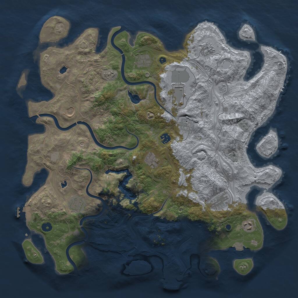 Rust Map: Procedural Map, Size: 4500, Seed: 204792113, 17 Monuments