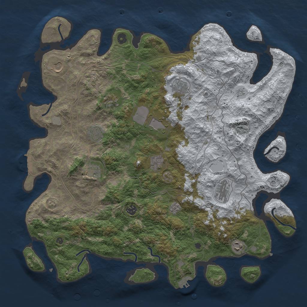 Rust Map: Procedural Map, Size: 4500, Seed: 204792113, 20 Monuments