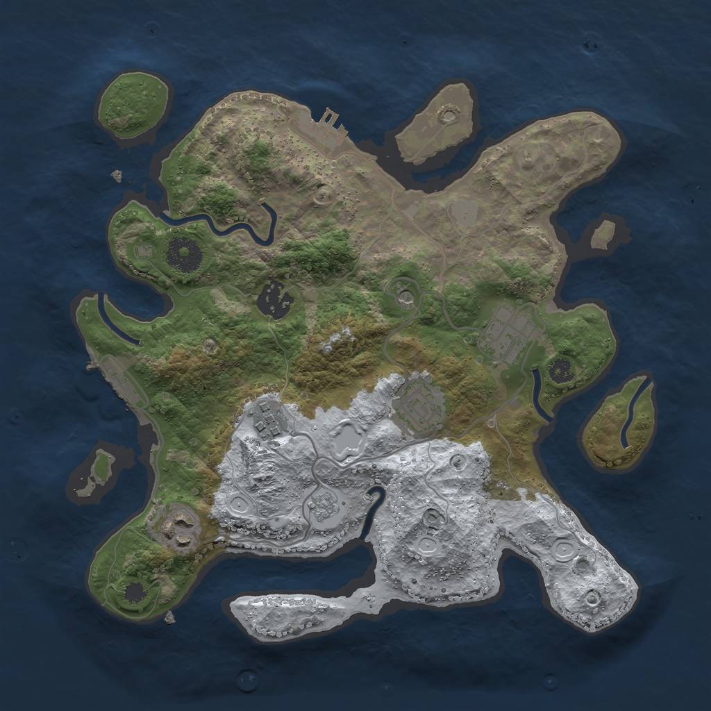 Rust Map: Procedural Map, Size: 3000, Seed: 1290105795, 14 Monuments