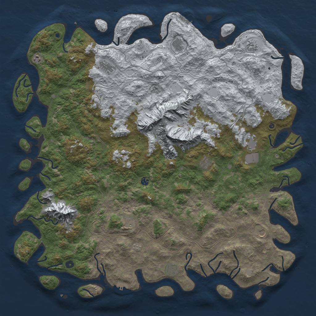 Rust Map: Procedural Map, Size: 6000, Seed: 1214, 20 Monuments