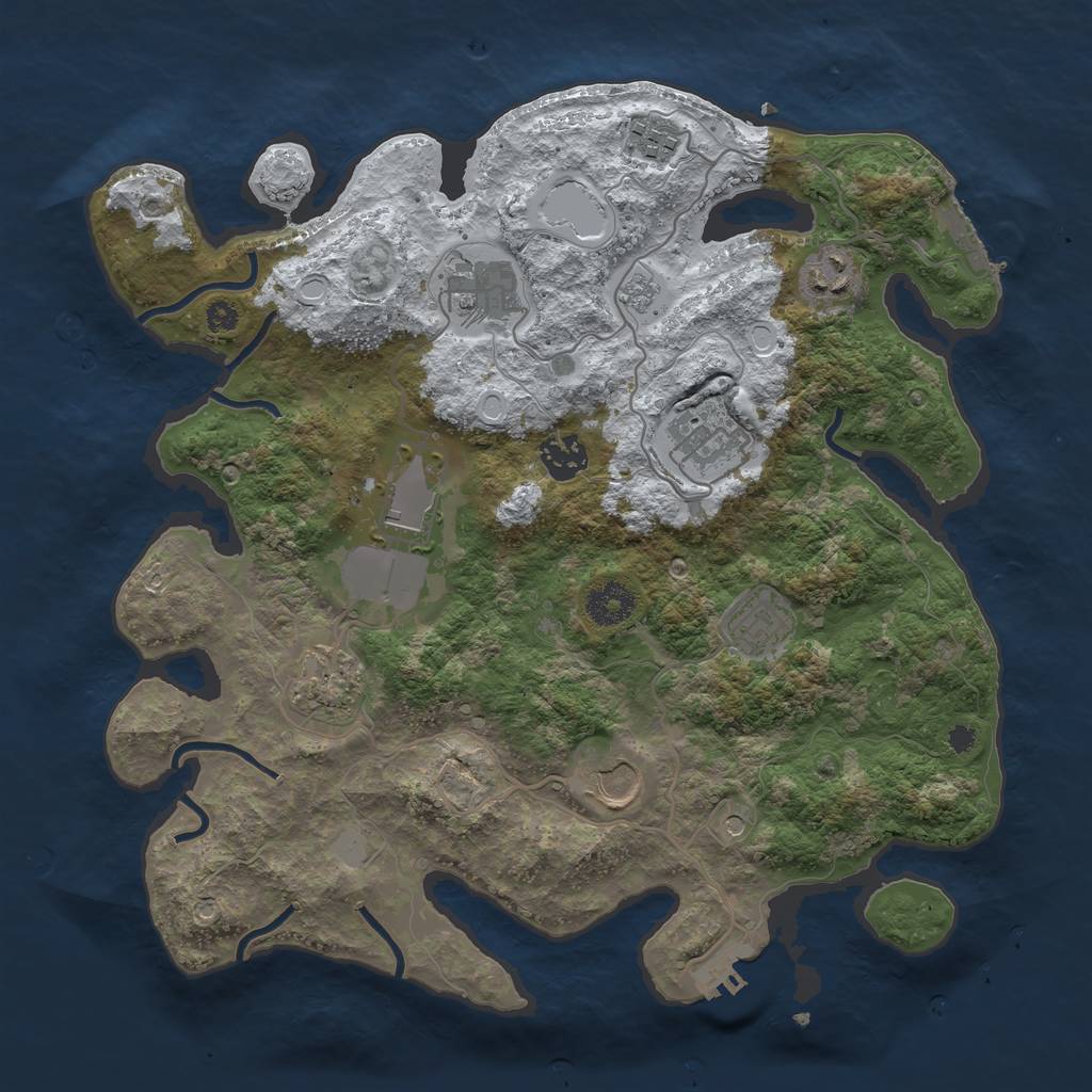Rust Map: Procedural Map, Size: 3500, Seed: 1146651794, 18 Monuments
